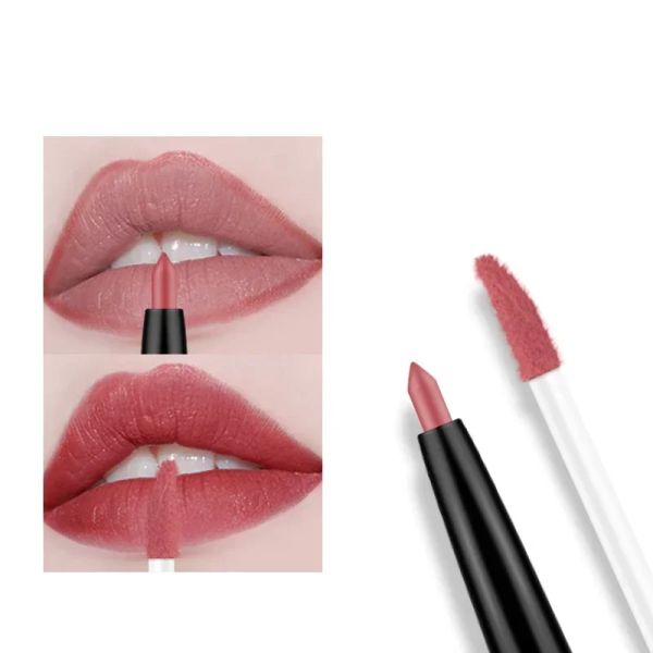 2021 Hot Sale Mulheres Sexy 20 Color multifuncional de cabeça dupla dupla durável Batom de maquiagem nua de cor nua, lápis de lábio vermelho.