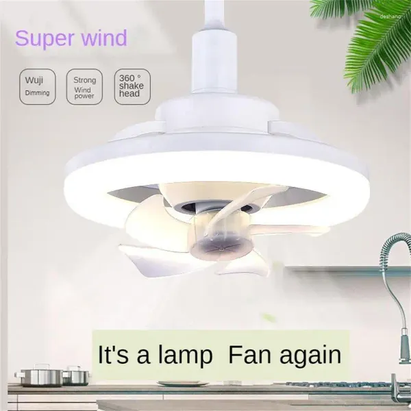 Dekorative Figuren LED -Lüfter Licht 360 ° Rotation Deckenlampe E27 Ventilator Fernbedienung Kühlung Dimmbeleuchtung für Wohnzimmer