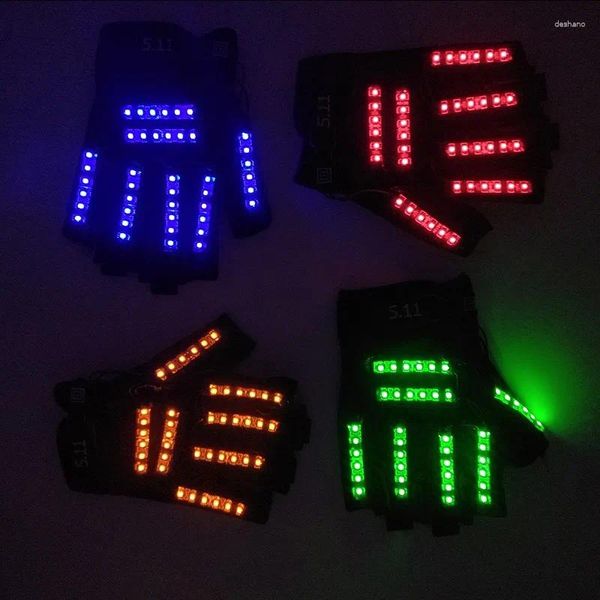 Suprimentos de festa Luvas LEDs Luvas brilhantes piscando a luva de dedos iluminados Rave Acessórios DJ Dance Show Props Halloween Gift