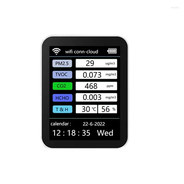 Wi -Fi 7 в 1 монитор смарт -воздушного качества CO2 -метр TVOC HCHO PM2.5 Тестер цифровой датчик формальдегидного газа Detector Tuya App