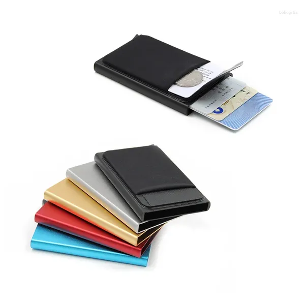 Stume di stoccaggio Creative Automatic -Up Box Business Card Borse Anti RFID Bank Clip Metal Clip Elastico grande capacità di grande capacità