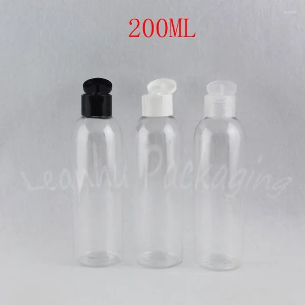 Lagerflaschen 200 ml transparente Plastikflasche Flip Top Cap 200cc Shampoo / Lotion Verpackung leerer kosmetischer Behälter