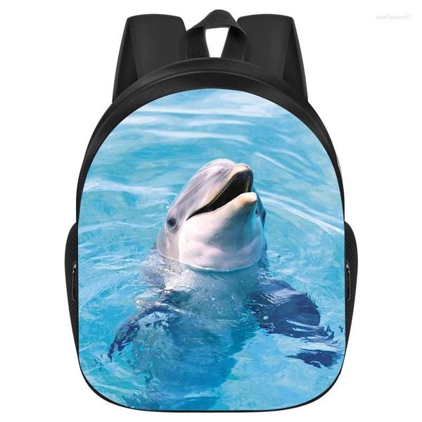 Backpack Fashion Cartoon Animal Dolphin Dolphin Notebook Backpacks Borse per la scuola 3D Stampa 3D Oxford impermeabile per ragazzi/ragazze laptop