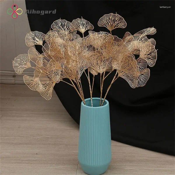 Dekorative Blumen Lucky Bucket hochwertige künstliche 3-Branch-Dauerliebhaber Ginkgo Blatt Dekor Tischdekoration Idee in Nachfrage Blumenhandwerk