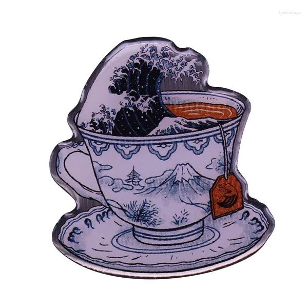 Broschen Sturmwelle in einer Tasse Tee Pin Katsushika Hokusai Abzeichen