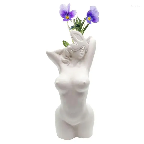 Вазы леди -ваза женщины формируют цветочные декоративные смола скульптура женщина для домашнего художественного растения