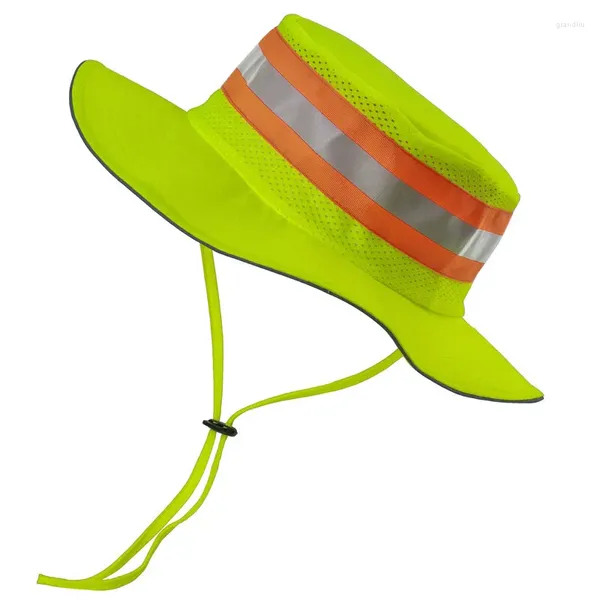 Beretti Cappello per secchio a maglia verde fluorescente