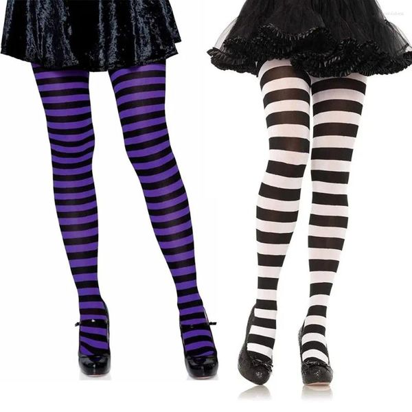 Donne calzini collant cotone simpatico cosplay elastic club abbigliamento da ballo a strisce su ginocchio per calzetteria di Halloween festa