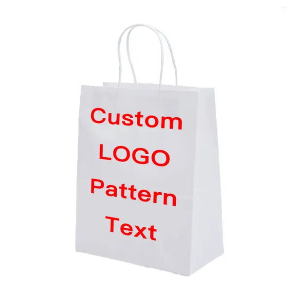 Wrap regalo Kraft Custom Kraft Bago Stampato Logo Stampato Personalizzato Botton Tote Takeout Packaging Shopping Bianco Nero