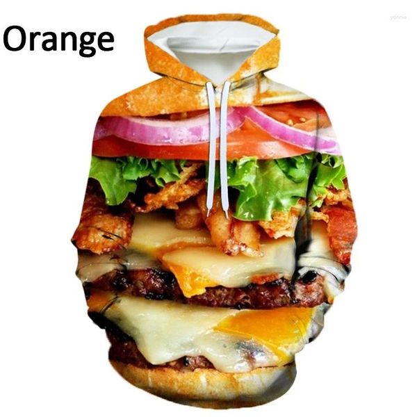 Erkek Hoodies 3D baskı hamburger çikolatalı çörek erkekler için moda sokak kıyafeti kapüşonlu sweatshirtler kış unisex komik kıyafetler