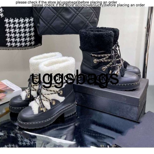 Chanells Canale per scarpe TOE CHAN Piattaforma trapuntata Cap boot a catena sbuffi Sherpa Lace in lana in lana in lana alla caviglia WOMENS BOATTIE SNOP CHUNKY INTERBLIGHT C Winter Des