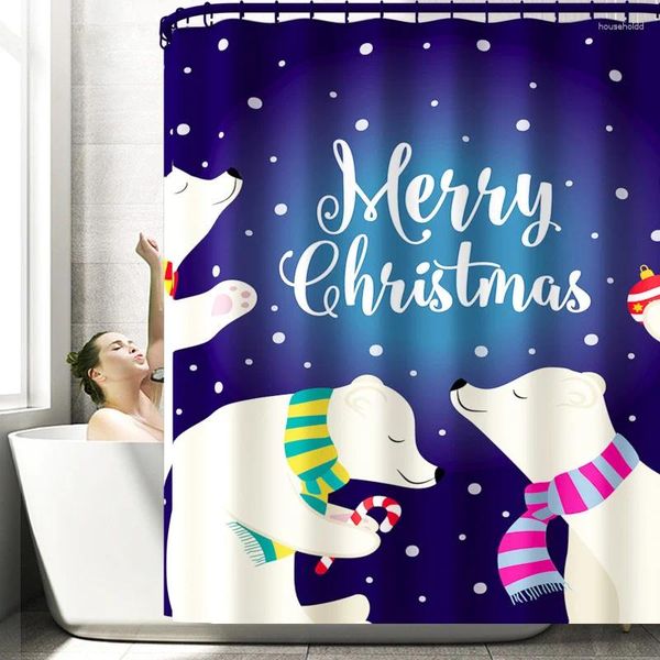 Ковры рождественская водонепроницаемая занавеска для душа в ванной комнате с четырьмя частями швейцар
