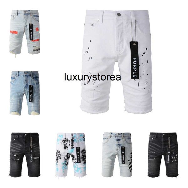 Purple Brand Jeans Shorts Designer masculino jeans roxo shorts hip hop casual joelho curto lenght jeans roupas 29-40 tamanho de alta qualidade calça jeans de jeans short curto