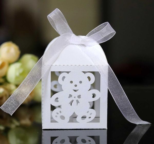 Wrap regalo 10 Teddy Bear Candy Boxes Sweet Wedding Sconto Gift Packaging con nastri Baby Shower Birthdays Childrens Decorationsq240511