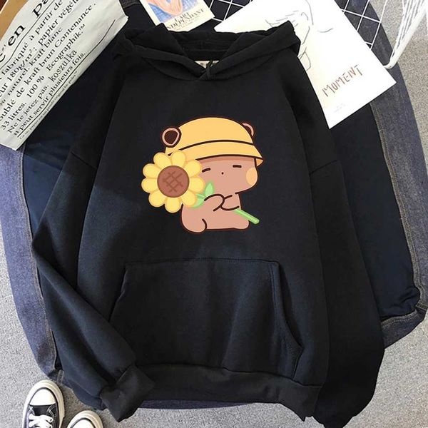 Moletom moletons masculinos bubu dudu girassóis moletom moletons cortados moletom gráfico engraçado kawaii capuz de plus size harajuku pullover casual t240510