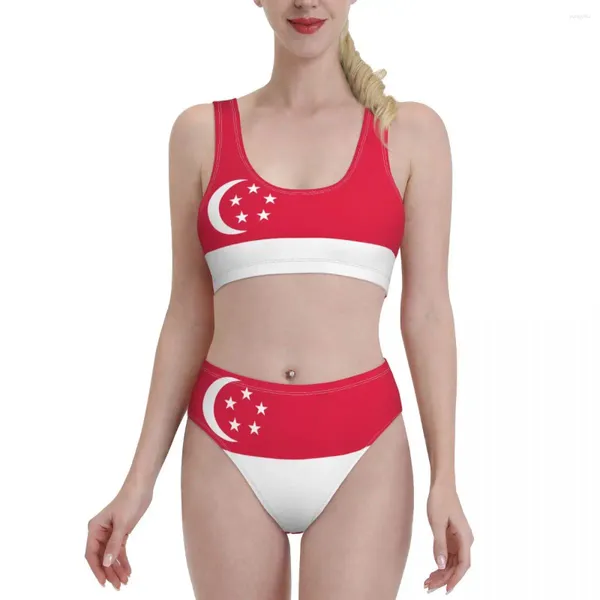 Kadın Mayo Singapur Bayrağı Yaz Bikini Setleri İki Parçalı Mayo Mayo Takımına Kız Kadınlar İçin Spor Plaj Giyim