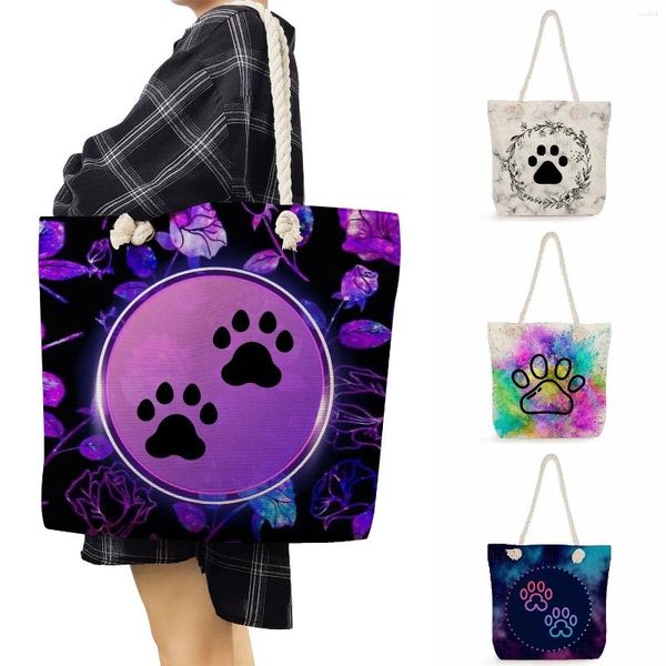 Bolsas de noite bolsa de ombro estampado para cães viajando corda grossa casual de alta capacidade cor brilhante e bolsas roxas bolsas para mulheres desenhos animados