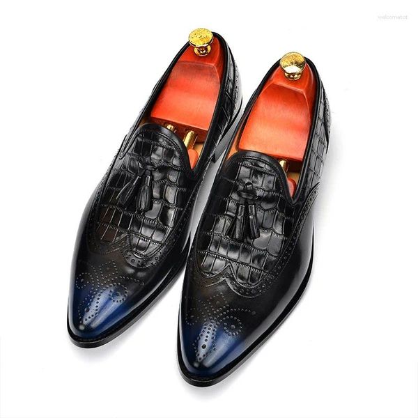 Scarpe per vestiti Il primo strato di crow -hide in pelle di business in pelle coccodrillo intagliato casual