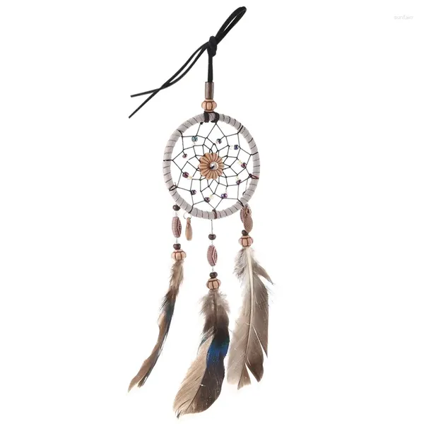 Figurine decorative Mini Dream Catcher per piume naturali in perline di auto e fatto a mano