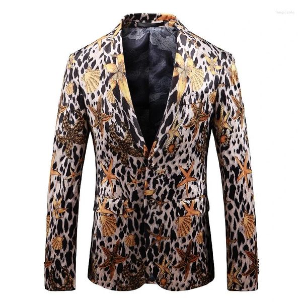 Ternos masculinos Leopard 3D Impressão digital Blazers para homens Slim Fit Business Casual Casual Four Seasons Qualidade de tamanho grande 5xl Velvet Gentleman Coat