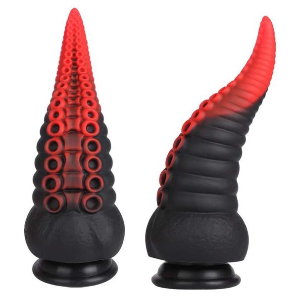 Outros itens de beleza de saúde Octopus Tentacle Animal Penis Dildos feminino Big Dick Cup Cup Sile Sile Anal Plug Pedra Adulta Buttplug Toy for Women T240510