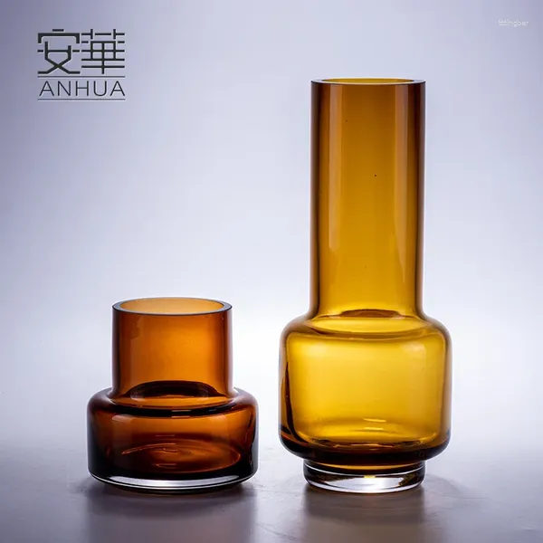 Вазы Anhua Light Luxury Glass Vase Creative Art Art Цветочная посуда Украшение вставьте таблицы сухой воды Оптовые в INS