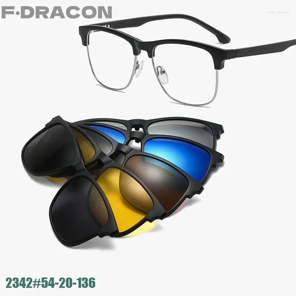 Óculos de sol Frames Metal Magnetic Supct Sleve Mirror Business Polarized Men's Driving Fishing Optical Prescription Glasses 2342