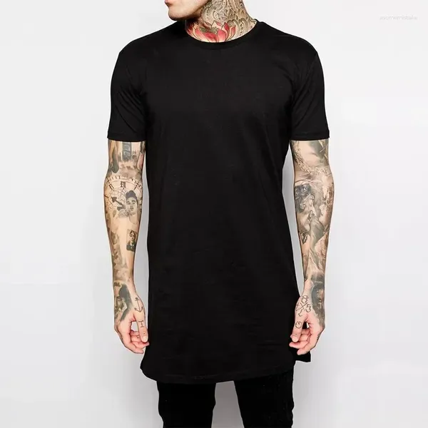 Herrenanzüge A3281 Brand Kleidung Herren Schwarz Long T-Shirt Tops Hip Hop Man T-Shirt Kurzarm Casual Men T-Shirts für männlich