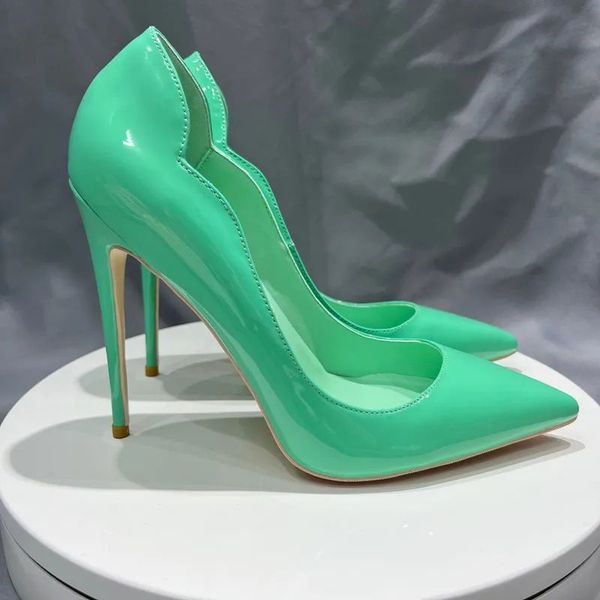 Moda 2024 Renkler Kadın Süper Yüksek Topuk Ayakkabı Saçlı Pompalar İnce Topuk 8cm/10cm/12cm Sığ Seksi Düğün Ayakkabıları Büyük Boyut 35-45