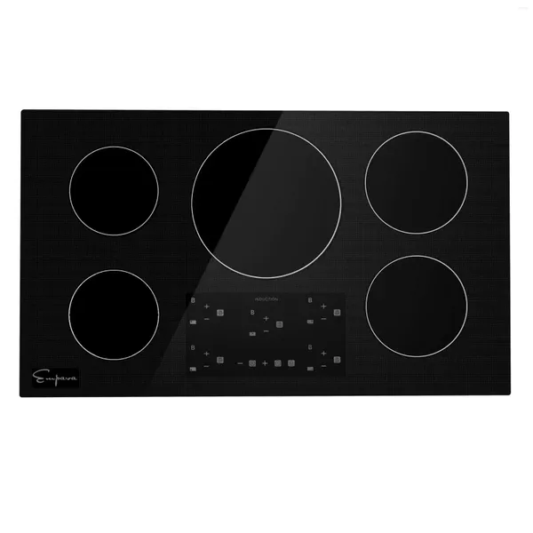 PANS EMPAVA Indução de fogão elétrico de 36 polegadas Cooktop com 5 queimadores de potência Vidro de cerâmica vitro de superfície lisa em preto 240V