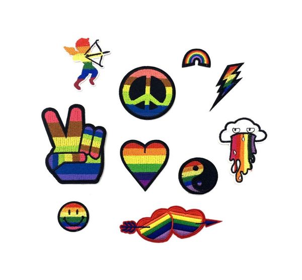 Радужный флаг ЛГБТ Гей -Гейт Пятна Setlesbian Patch, вышитая моральная эмблема железо или шить на пластыря