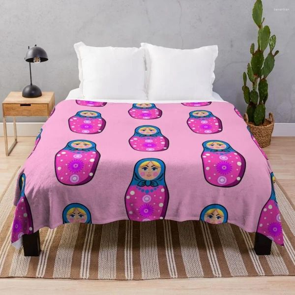 Coperte rosa babbushka matryoshka bambola lancio biancheria coperta biancheria di lusso pesante