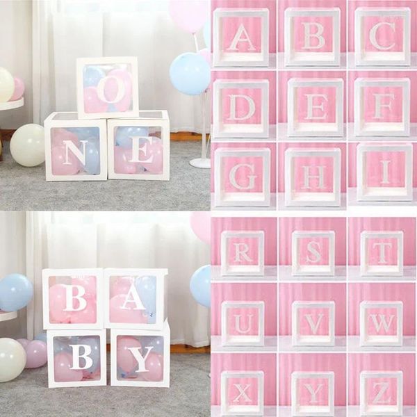 Partyzubehör 1. Geburtstag transparent Alphabet Ballon Box Hochzeit Custom Name Dekor Ein Dekoration Kinder Babyparty Boy Girl