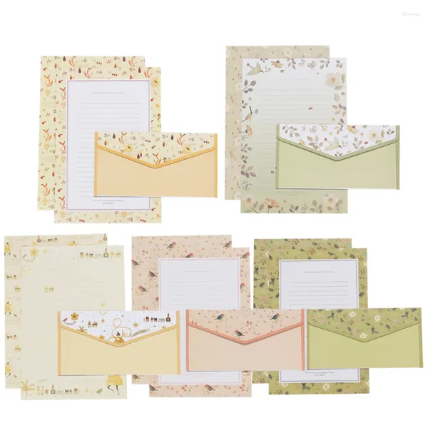 Set di involucri regalo/45 pezzi di stampa floreale e carta da lettere adorabili borse di articoli di scrittura kit di kit per le buste per la scrittura