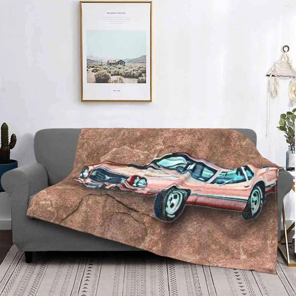 Одеяла, когда мода мягкое теплое бросок одеяла 1975 года 2 302 V8 Muscle Car Cartoon Cartoond Faded Flagstone Red Orange Blac