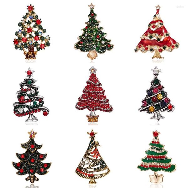Broches Renoo Árvore de Natal para Mulheres Stromestone Jewelry Festival Party Gift Gift Broche Pins Capas de casaco de inverno