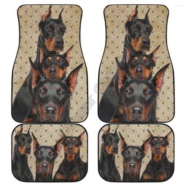 Teppiche Doberman -Auto -Bodenmatten lustig für Hundeliebhaber 3D -gedrucktes Muster passen am meisten Anti -Slip farbenfroh