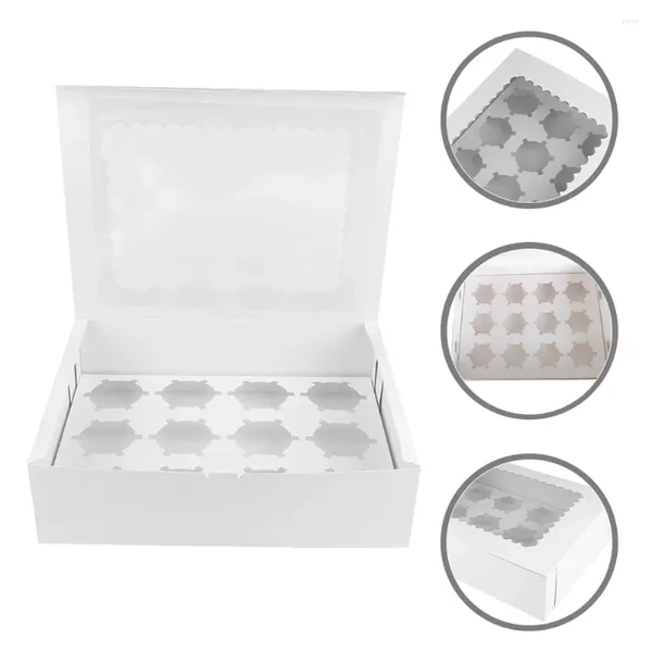 Elimina contenitori da 4 pezzi per muffin box box cupcake 12 conteggio dessert con coperchio coperchio