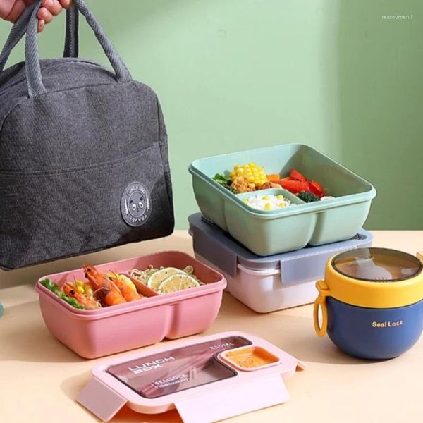 Stoffe portatile borse da pranzo portatile per bambini in ufficio bento con stoviglie kit completa kit microonde riscaldamento