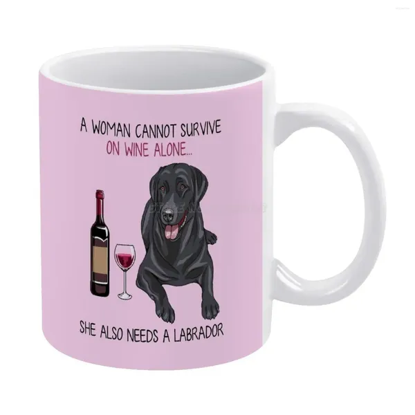 Canecas Labrador e Vinho Funny Dog White Caneca Vintage Tamanho Unissex Aholic Mom Doggy