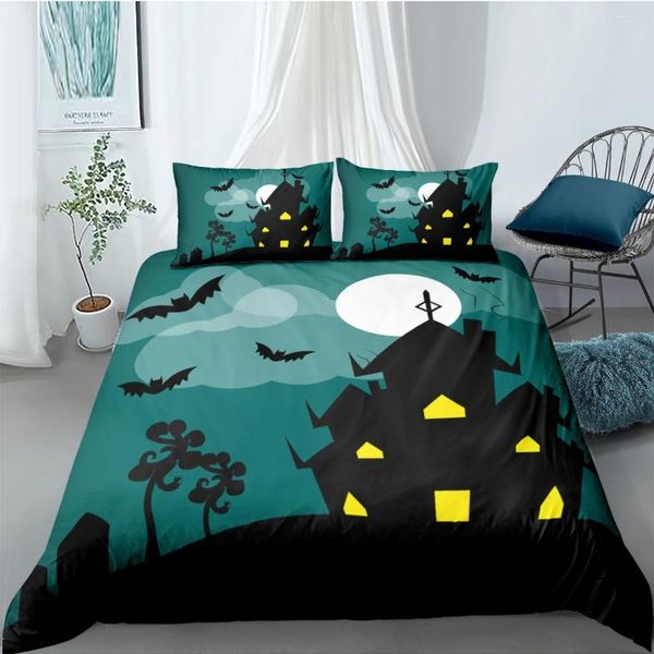 Set di biancheria da letto design 3d copertura del piumone copritine di coperture per cuscini 173 230 265 180 210 Halloween Castello Home Texitle