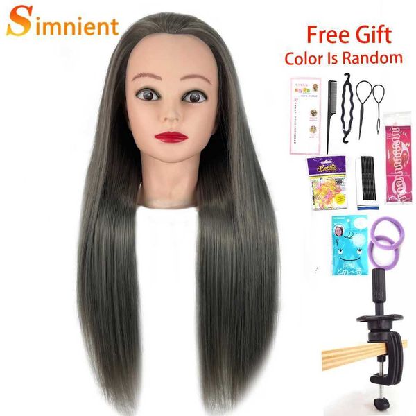 Mannequin -Köpfe Simninet 65cm Human Model Head Hair Training Friseur 13 Frisuren kostenloses Geschenk Q240510