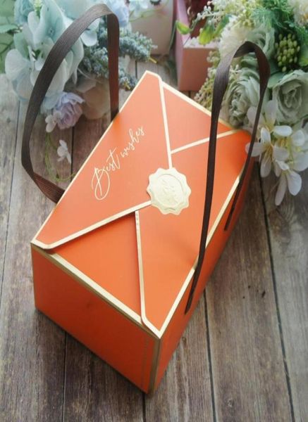 10pcs Gold Orange Wish Wish Hellow Paper Box für Süßigkeiten -Keksschokoladen -Makaroon -Geschenkverpackungen Hochzeitsgebrauch2557380