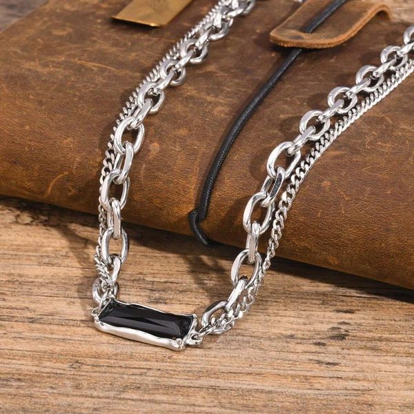 Ketten Mprainbow Black Geometrische Anhänger Halsketten für Männer Jungen Spleißen o Form Oval Kette Kubaner Gliederkragen HipHop Schmuck Geschenk