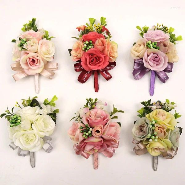 Dekorative Blumen Seide Corsage Hochzeit Brautjungfer handgefertigt künstliche Braut Abschlussball Dekoration