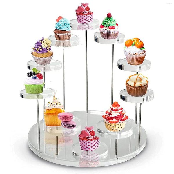 Piastre decorative Acrilic Multiyer Round Display Stand Ring Watch Ornament Dessert Cake