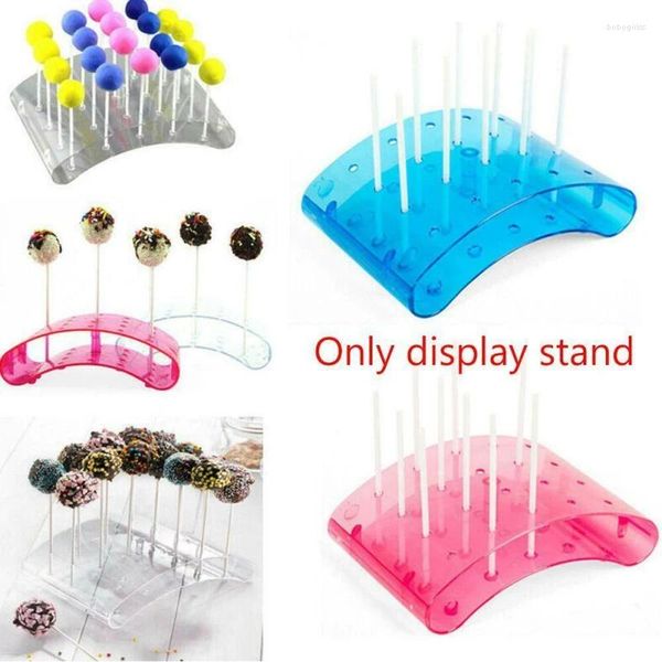 Dekoratif Plakalar 20 Delik Lolipop Standlar Akrilik Ekran Baskı Partisi Tatlı Tutucu DIY Bakeware Stant Pişirme Aksesuarları