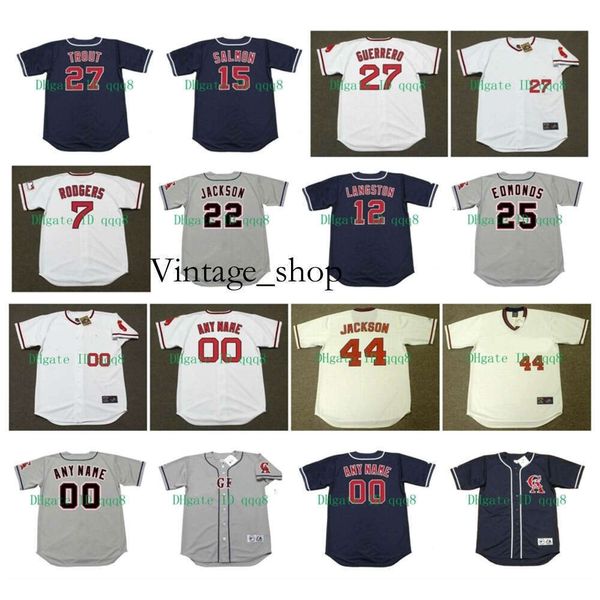 Vin Vintage California Trikots Tim Salmon Mike Trout Bo Jackson Albert Pujols Reggie Jackson Jim Abbott Buck Rodgers Rod Carew Alomar Baseball