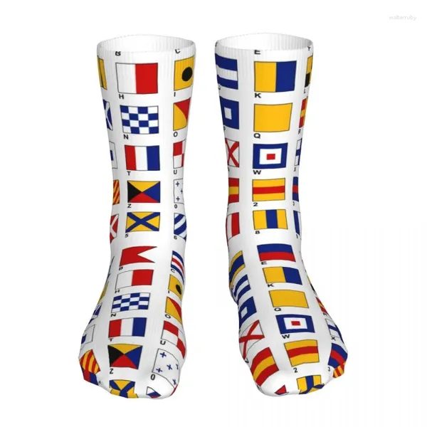 Erkek Çorap L Bayraklar Denizcilik Sinyalleri Yelkenli Tekne Kadınlar Günlük Çılgın Tüm Yıllık Hediye