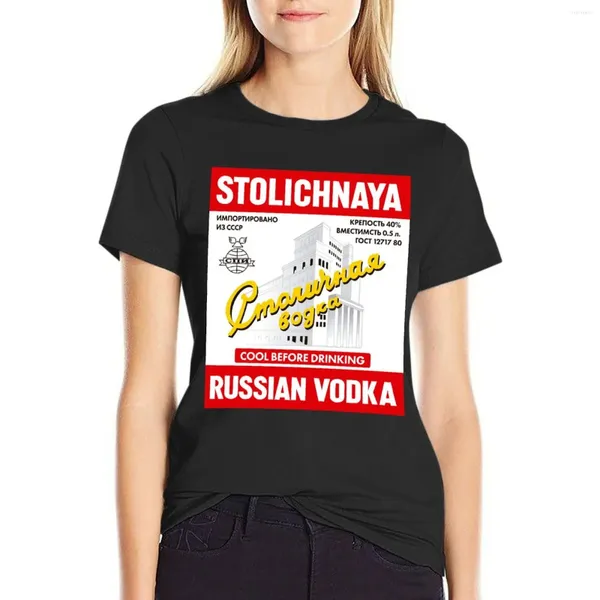 Polos femminile Stolichnaya T-shirt russo a maniche corte Tee Abito di moda coreano per donne Plus size sexy